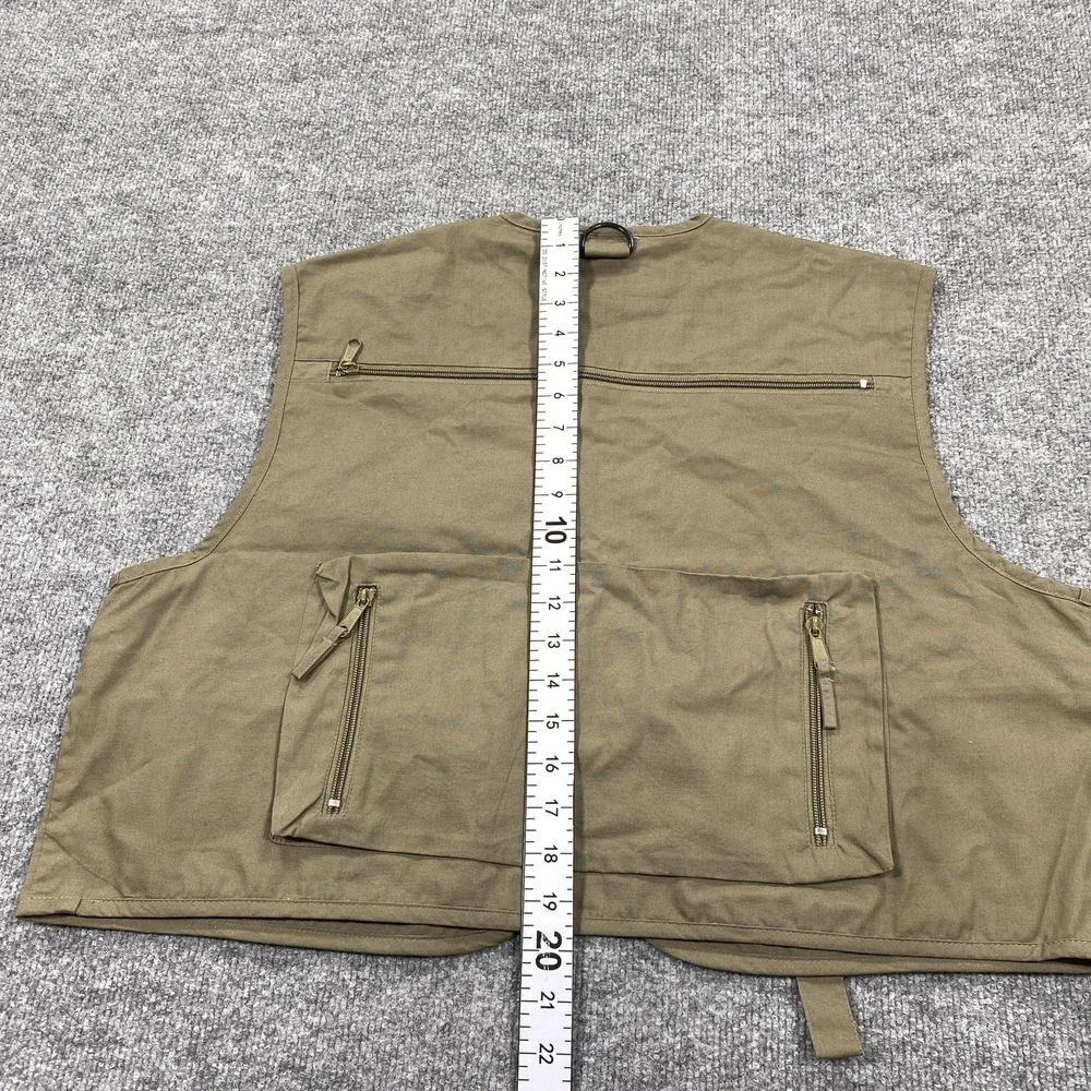 White River Fly Shop Vest Mens Medium Beige Canvas Fishing Zip‎ Pockets